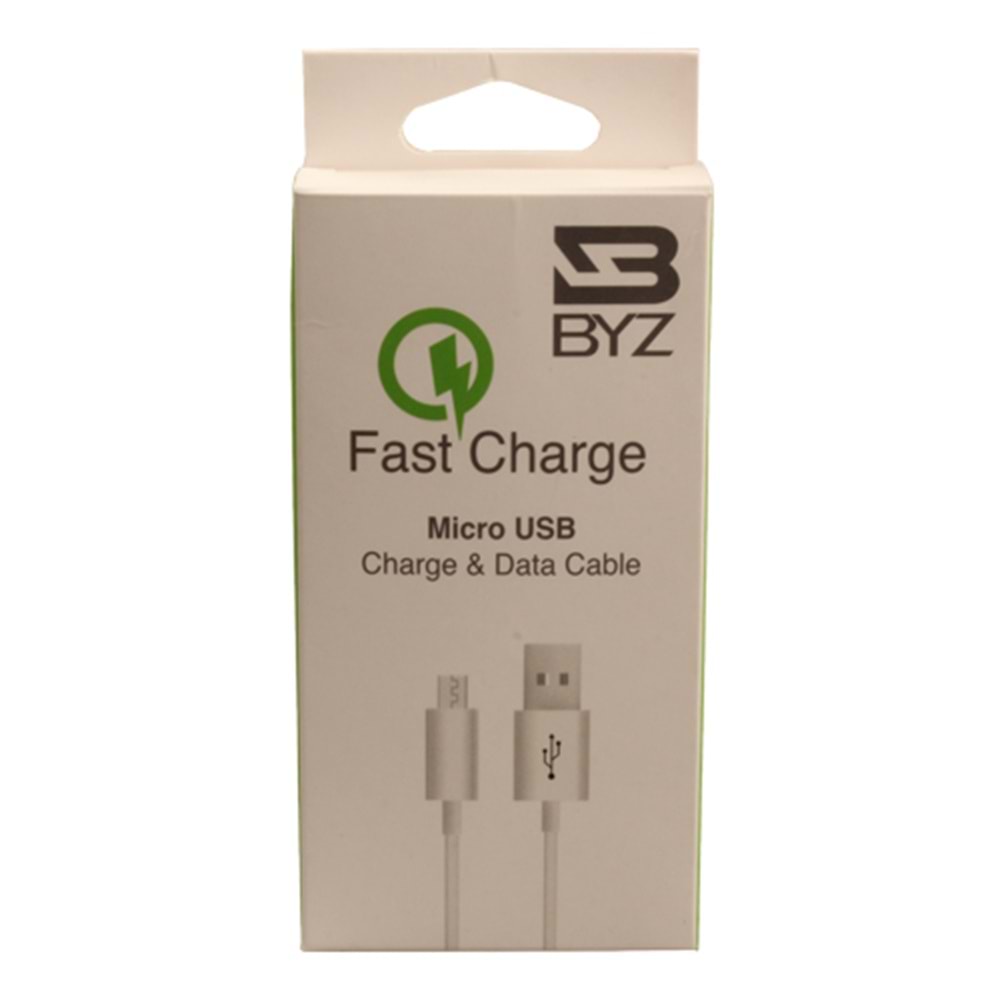 BYZ Fast Charge Micro Usb Data ve Şarj Kablosu - Beyaz