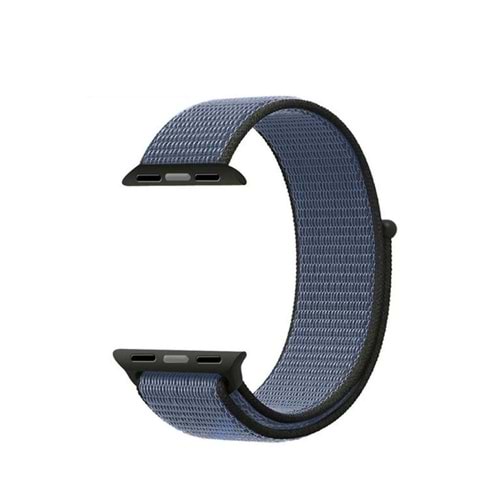 Apple Watch 38-40 Kumaş Kayış - Gri/Mavi
