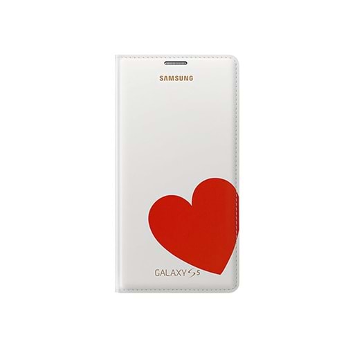 Samsung Galaxy S5 Moschino Flip Wallet Orjinal Kılıf Kırmızı Kalp EF-WG900RREGWW