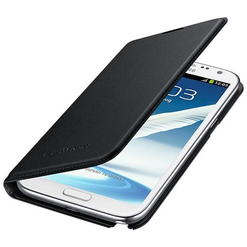 Samsung Galaxy Note 2 Kılıf Orjinal Flip Wallet - Siyah EF-NN710B