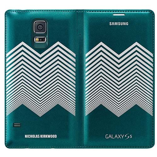 Samsung Galaxy S5 Nicholas Kırkwood Flip Wallet Orjinal Kılıf Mavi Beyaz EF-WG900RKEGWW