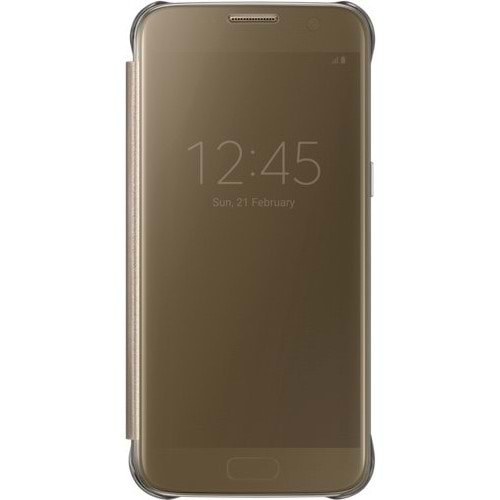 Samsung Galaxy S7 Clear View Cover Orjinal Kılıf Altın EF-ZG930CFEGWW