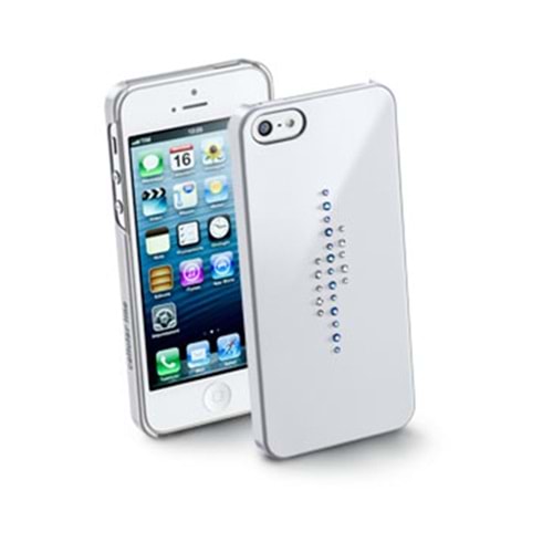 Cellular Line iPhone SE/5S/5 Swarovski Lines Desenli Kılıf Beyaz - SWKGEMIPHONE5W (Outlet)