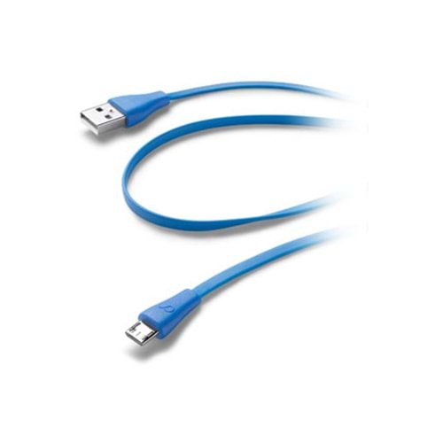 Cellular Line Micro USB Data ve Şarj Flat Kablo 1 Metre - Mavi (Outlet)