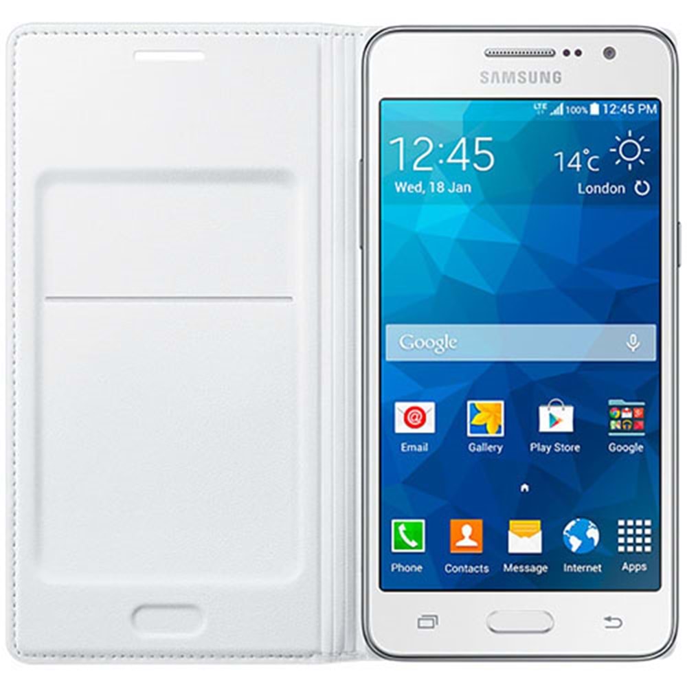 Samsung Galaxy Grand Prime Kılıf Orjinal Flip Wallet - Beyaz EF-WG530BWSEGWW