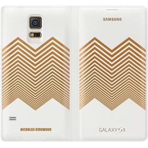 Samsung Galaxy S5 Nicholas Kırkwood Flip Wallet Orjinal Kılıf Altın Desenli EF-WG900RLEGWW