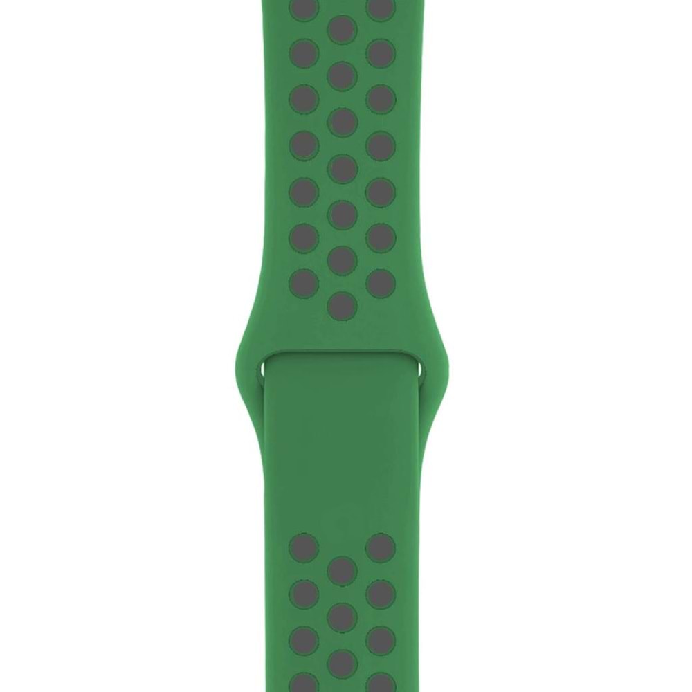 Apple Watch 38-40 mm Silikon Kayış - Koyu Yeşil / Gri