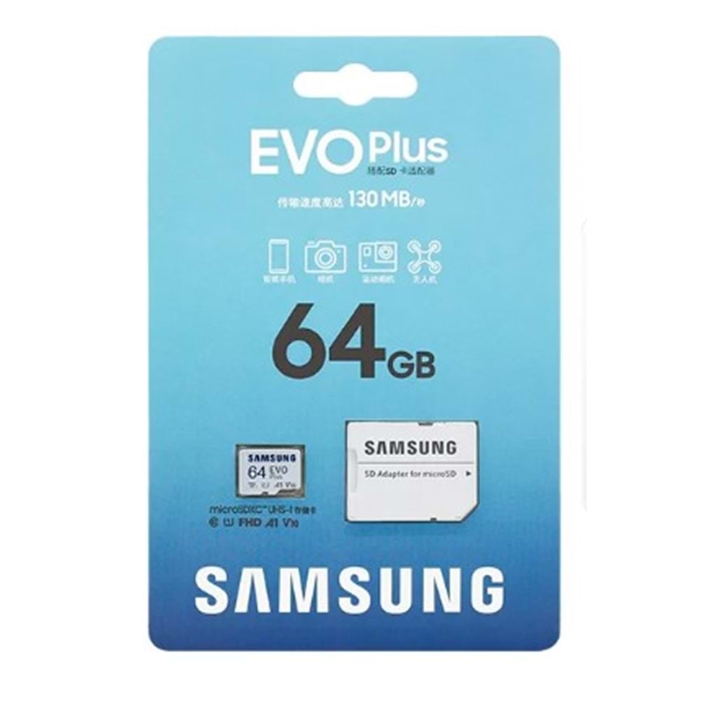 Samsung Evo Plus 64 GB micro SDXC 130MB/sn MB-MC64KA/TR Hafıza Kartı