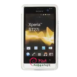 Sony Xperia Go S Desenli Şeffaf Silikon Kılıf - Beyaz Renk
