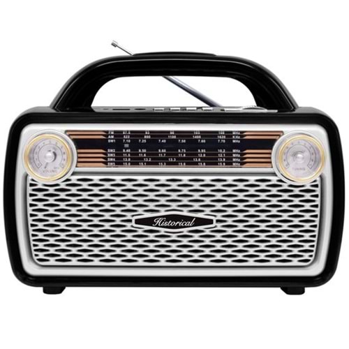 Simex Historical FM Radyo ve Bluetooth Hoparlör Gümüş