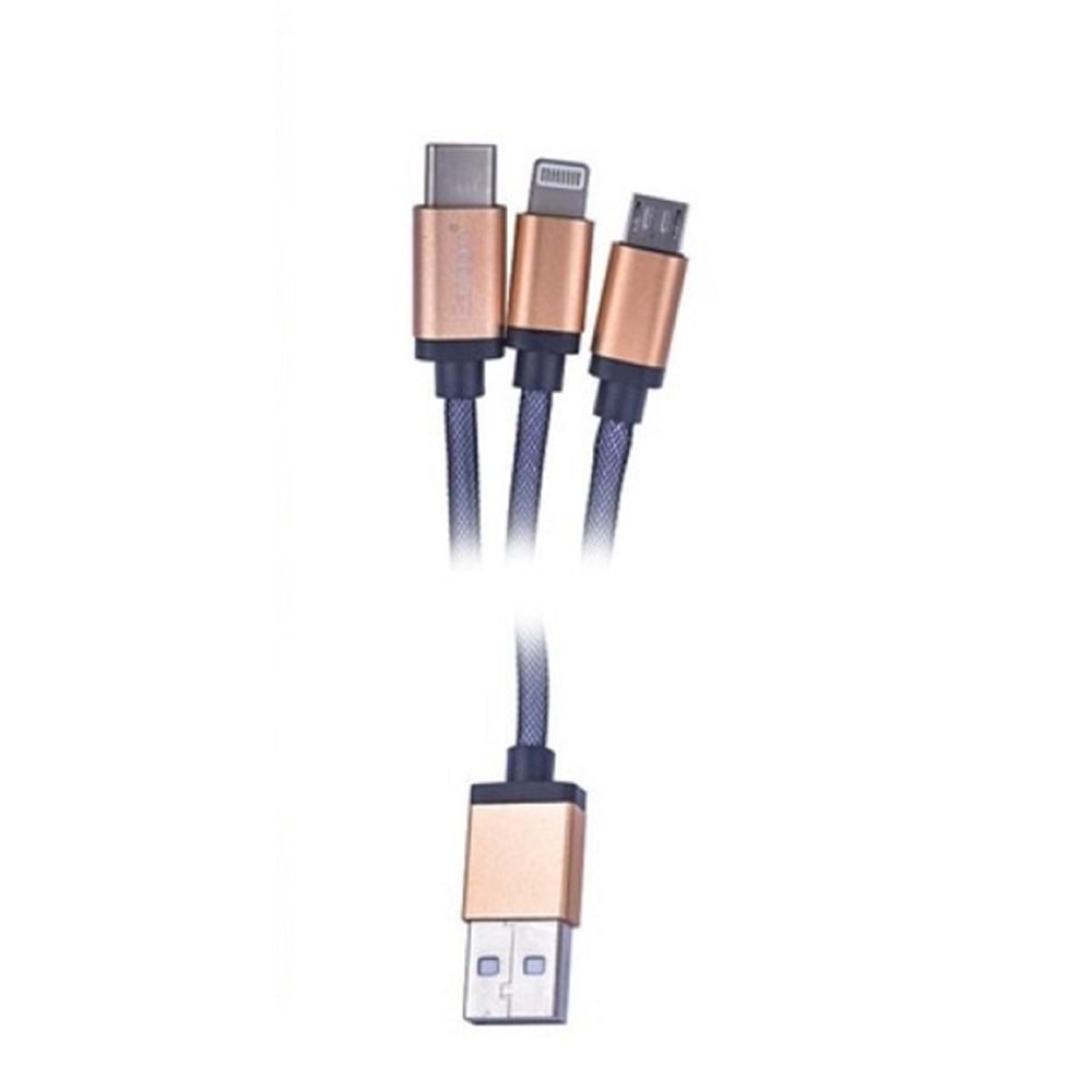Earldom 2 adet Micro USB + 1 adet Lightning Şarj Kablosu 1.2 M Altın