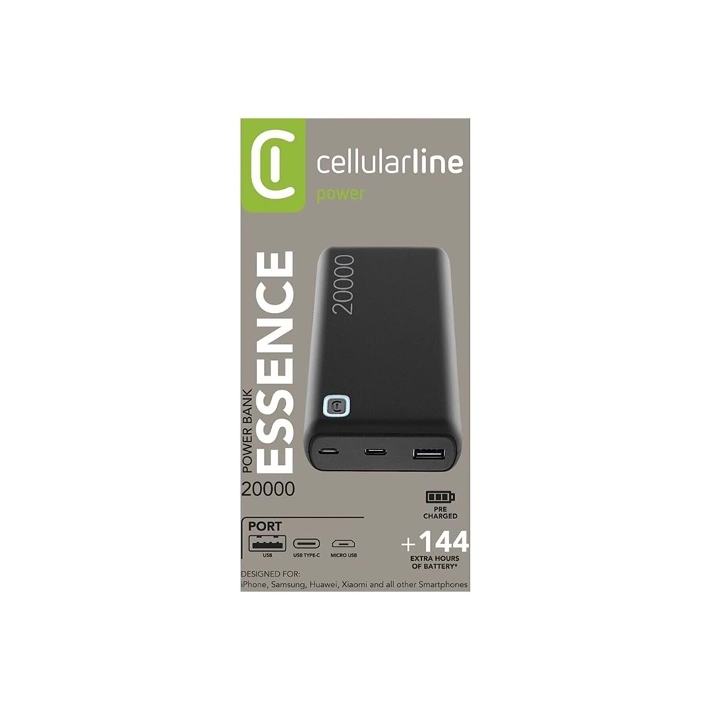 Cellularline Essence 20000 Powerbank- Siyah- (Genpa Garantili)