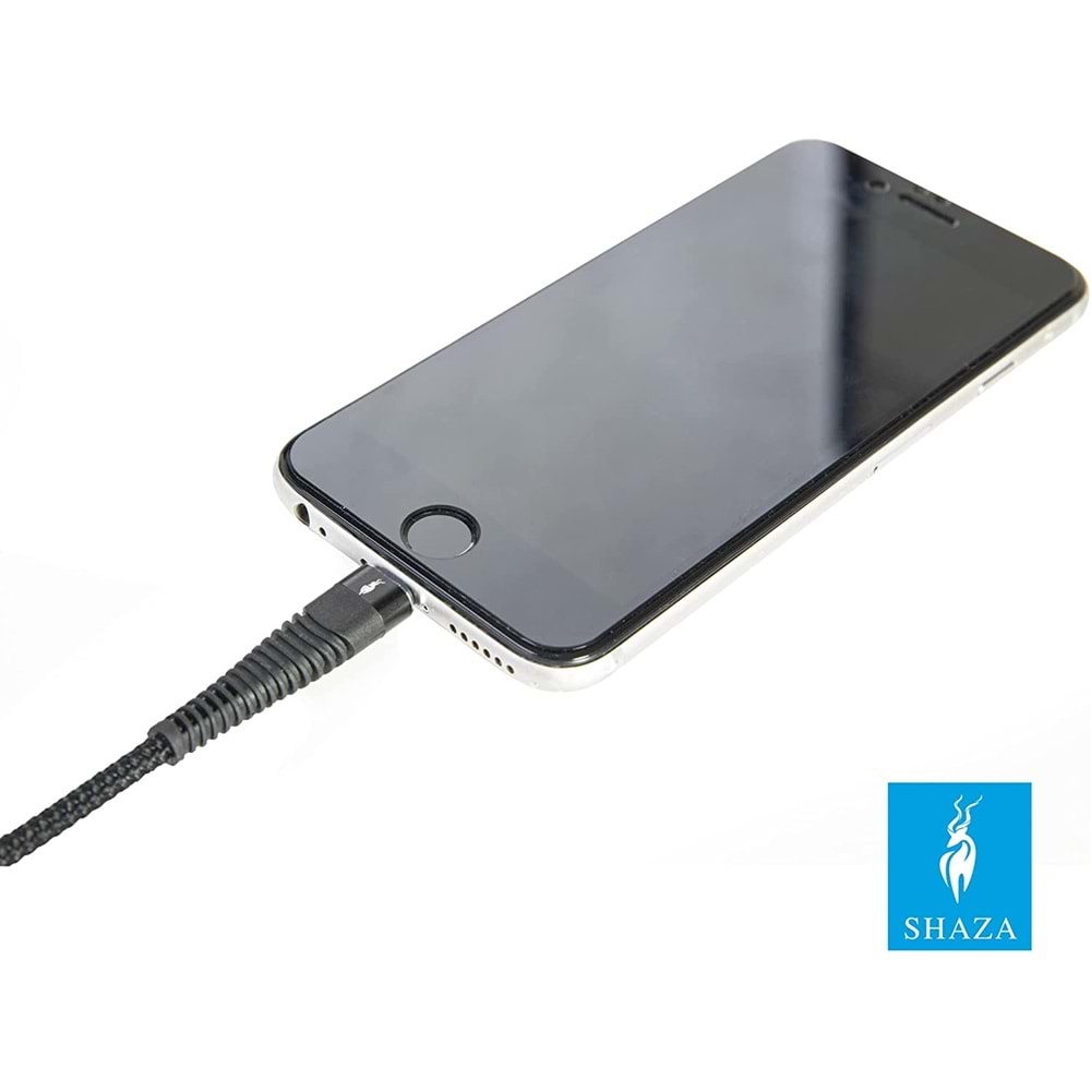 Shaza Apple iPhone Lightning 5A 100 W Örgülü Hızlı Şarj ve Data Kablosu 1 Metre