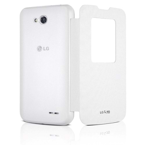LG L70 Kasalı Kapaklı Orjinal Flip Cover Kılıf - Beyaz - CCF-400 AGEUWH